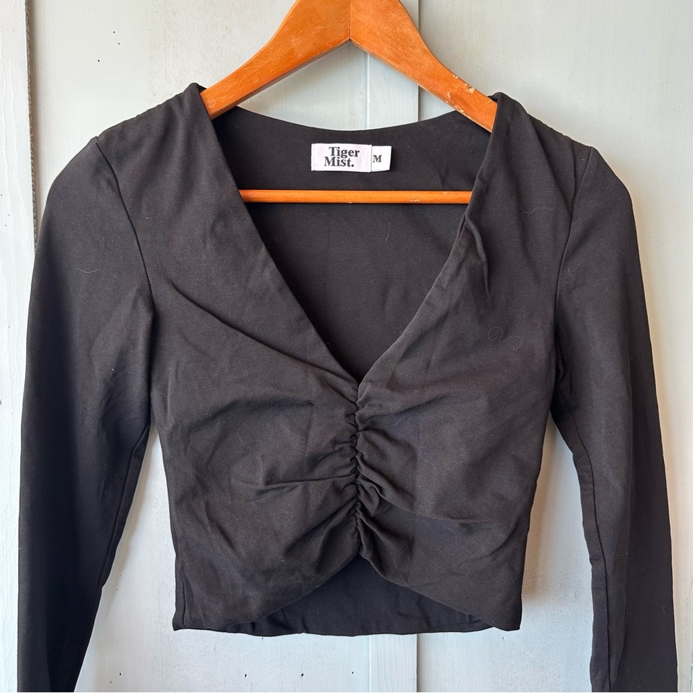 Tiger Mist Sian Top Elegant Black Long Sleeve Women's Top Size Med - Picture 5 of 8